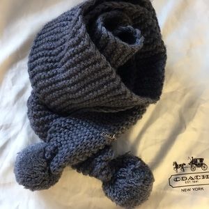 Authentic COACH Extra Long Pom-Pom Scarf